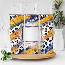 blue orange glitter brushstrokes, blank custom name or logo