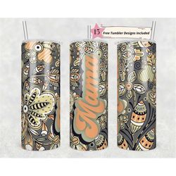 20oz skinny tumbler mama retro flower print sublimation