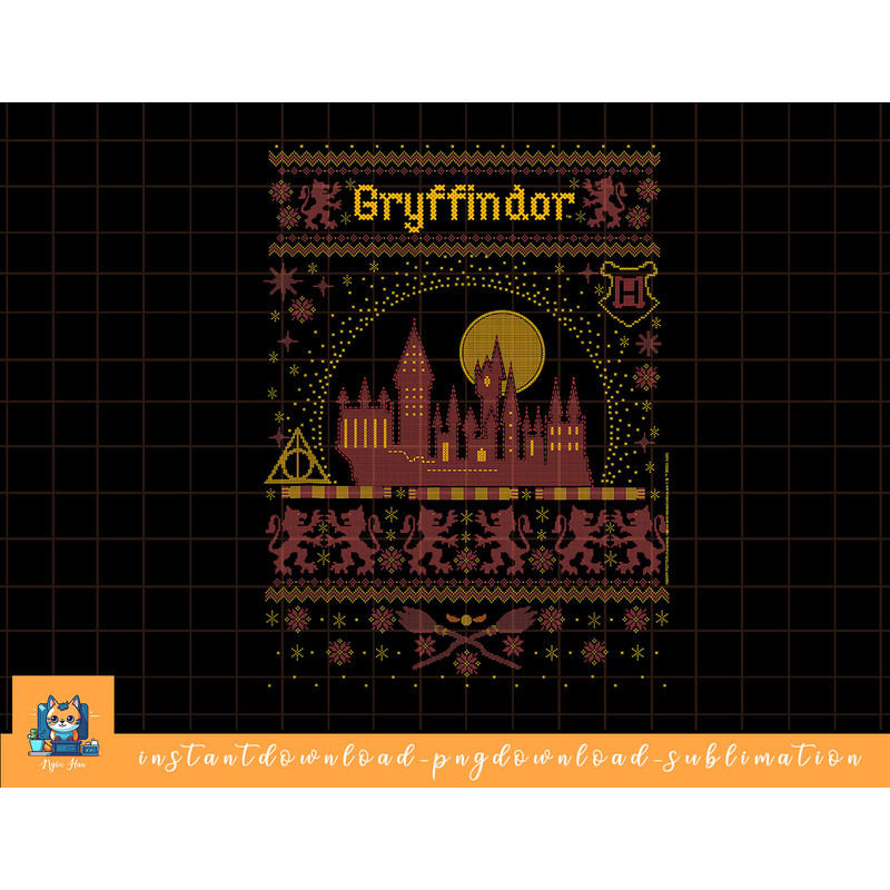 Harry Potter Gryffindor Ugly Christmas Sweater Pattern png, sublimate, digital download.jpg