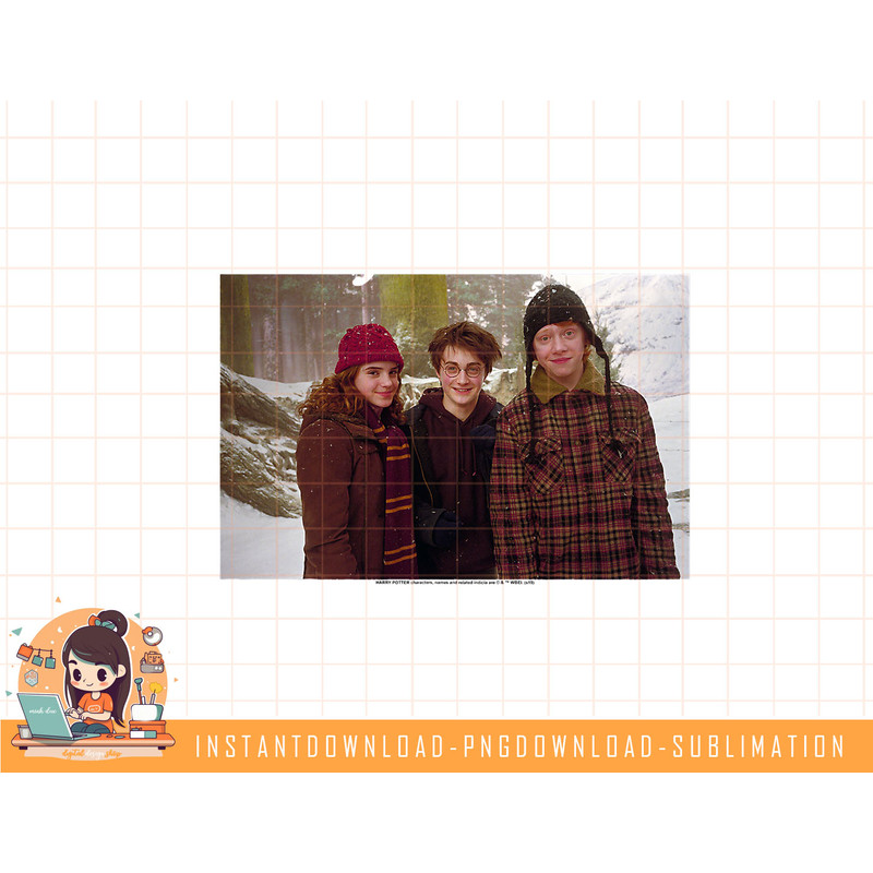 Harry Potter Hermione Ron & Harry Snow Portrait png, sublimate, digital download.jpg