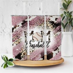 20oz skinny tumbler baseball leopard cow print designs