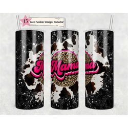 20oz skinny tumbler mama cow print leopard cheetah