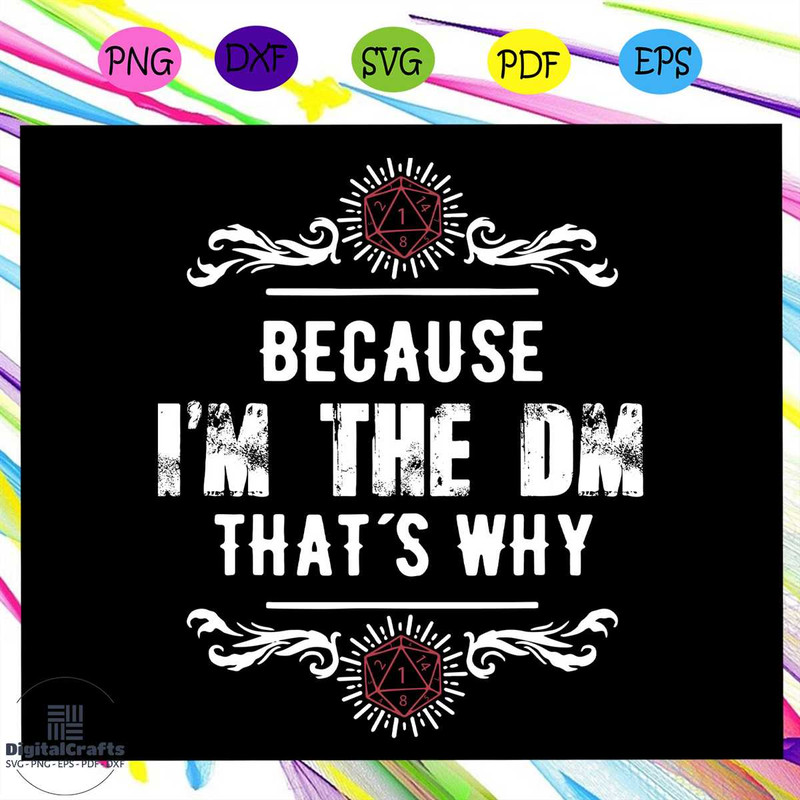Because Im the DM thats why svg vintage RPG svg RPG gift svg the DM svg d20 svg funny dnd svg