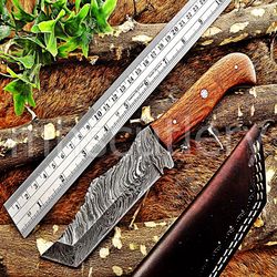 Custom Handmade Damascus Steel Hunting Skinner Knife With  Rose Wood Handle. SK-12