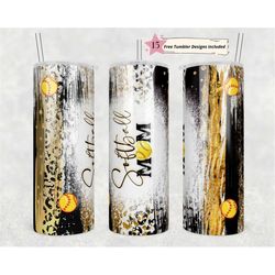 20oz skinny tumbler back gold softball leopard designs