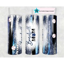 20oz skinny tumbler blue black baseball leopard designs