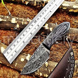 Custom Handmade Damascus Steel Hunting Skinner Knife With  Dollar Sheet Handle. SK-16