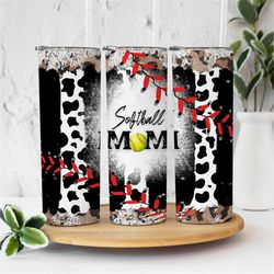 20oz skinny tumbler cow print softball leopard designs