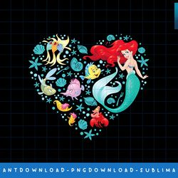 disney princess ariel flounder and sebastian collage heart png, sublimate, digital print