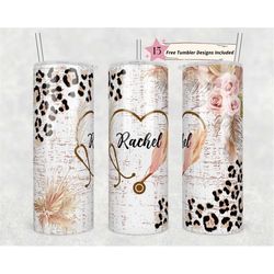 nurse 20 oz skinny tumbler sublimation leopard