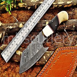 Custom Handmade Damascus Steel Hunting Skinner Knife With Horn & Bone Handle. SK-18