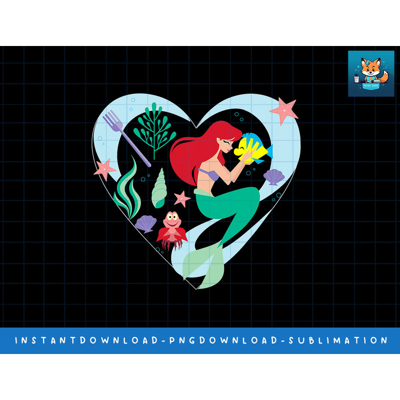 Disney Princess Ariel Flounder and Sebastian Stylized Heart png, sublimate, digital print.jpg