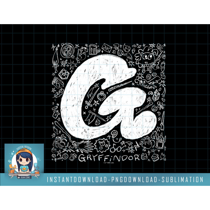 Harry Potter Gryffindor Graphic Doodles png, sublimate, digital download.jpg