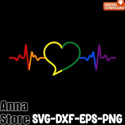heartbeat with pride month color svg,lgbt day svg,lesbian svg , gay svg,bisexual svg,transgender svg,queer svg,pride svg