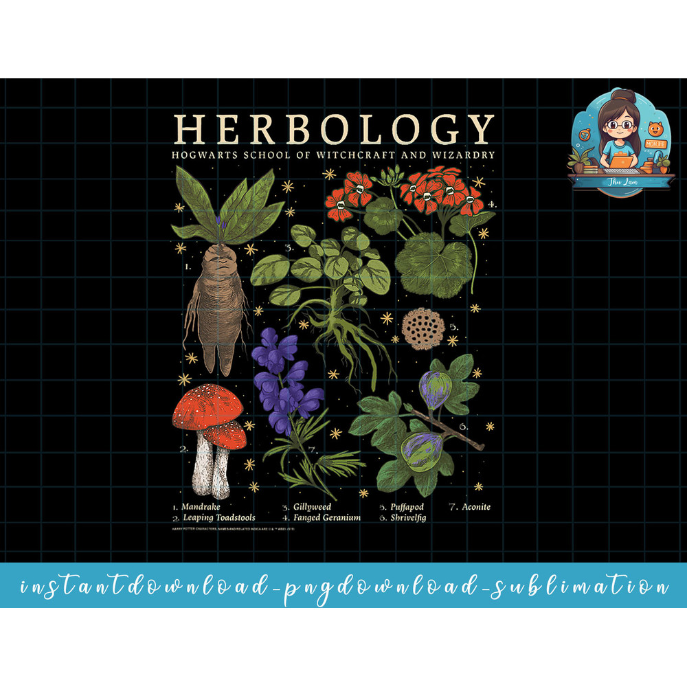 Harry Potter Herbology Herb Reference Grid png, sublimate, digital download.jpg