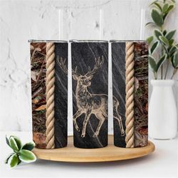 20 oz skinny tumbler sublimation deer camo wrap