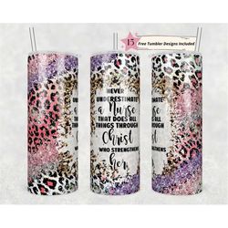 nurse 20 oz skinny tumbler sublimation glitter nurse