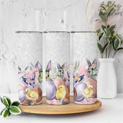 20oz skinny tumbler easter eggs  bunny sublimation design