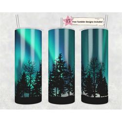 20oz skinny tumbler northern lights night sky png