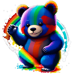 rainbow bear cub: vibrant digital image for kids' print and decor - 3