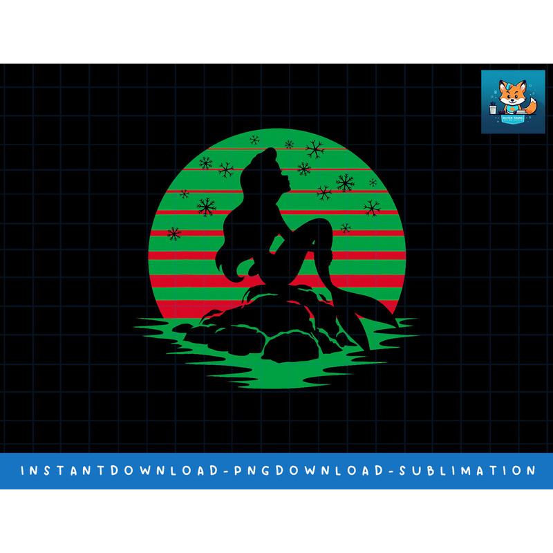 Disney Princess Ariel Red & Green Holiday Silhouette png, sublimate, digital print.jpg