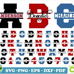split monogram sport svg, split monogram college letters svg, split monogram alphabet svg cricut, college font svg