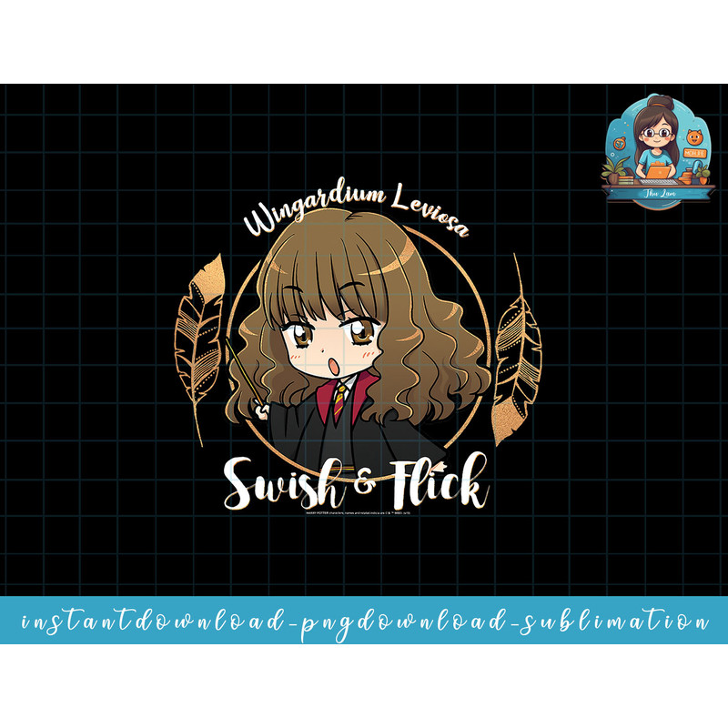 Harry Potter Hermione Granger Chibi Swish & Flick png, sublimate, digital download.jpg