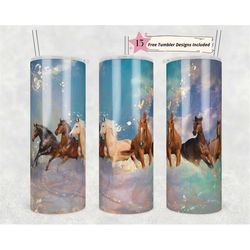 horses tumbler wrap, alcohol ink horse 20 oz skinny tumbler
