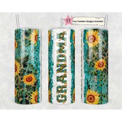 grandma sunflower wrap 20oz skinny straight tumbler png