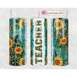 teacher sunflower wrap 20oz skinny straight tumbler