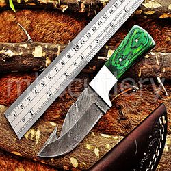 Custom Handmade Damascus Steel Hunting Skinner Knife With Dollar Sheet Handle. SK-22
