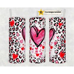 valentine's day hearts 20 oz sublimation tumbler wrap