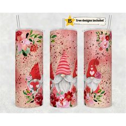 valentine's day gnomes  20 oz sublimation tumbler wrap
