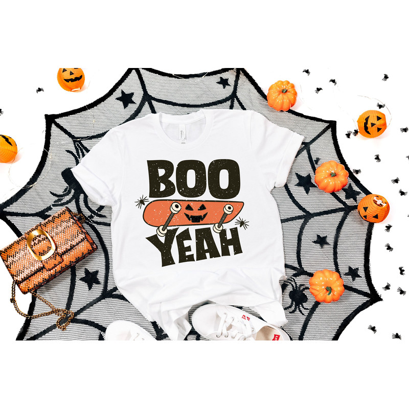 Boo Yeah Skateboard Shirt, Funny Halloween Shirt, Halloween Shirt, Fall Shirt, Skateboard Pumpkin Shirt, Halloween T-shirt, Cute Halloween - 1.jpg