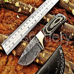 Custom Handmade Damascus Steel Hunting Skinner Knife With Dollar Sheet Handle. SK-31