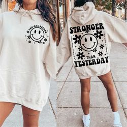 stronger than yesterday svg, motivational quote svg, boho butterfly png, front pocket and back svg, you are strong png