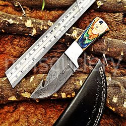 Custom Handmade Damascus Steel Hunting Skinner Knife With Dollar Sheet Handle. SK-36