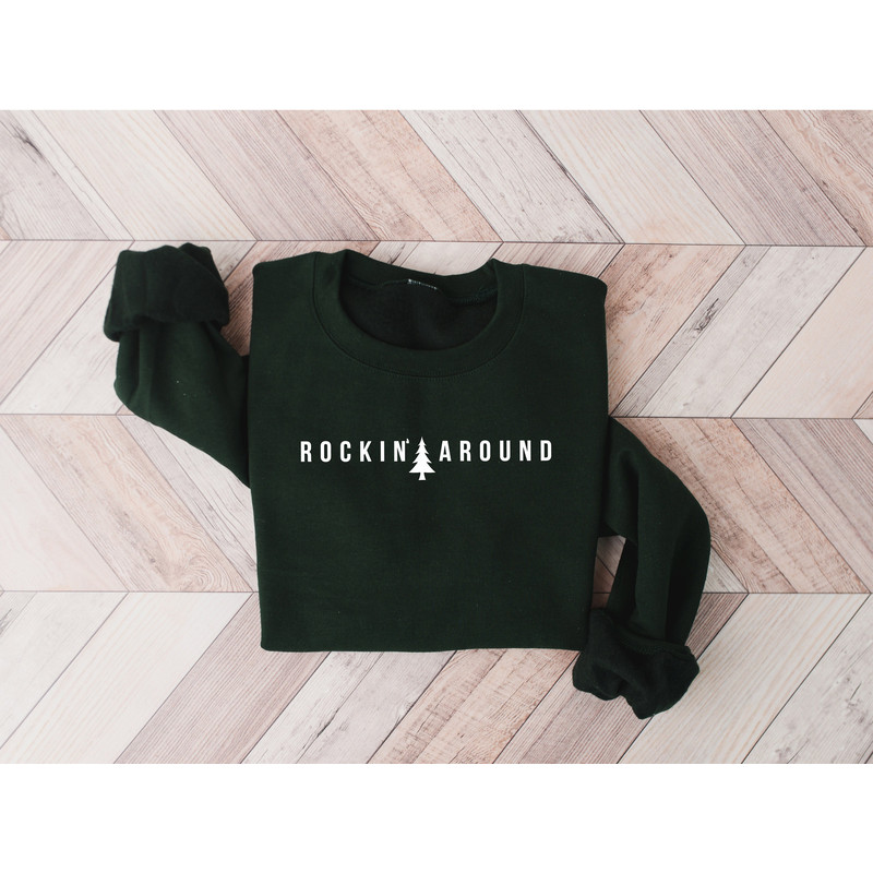 Christmas Tree Sweatshirt Rockin Around the Christmas Tree Hoodie Unisex Adult Holiday shirt Minimal Merry Xmas Crew - 1.jpg