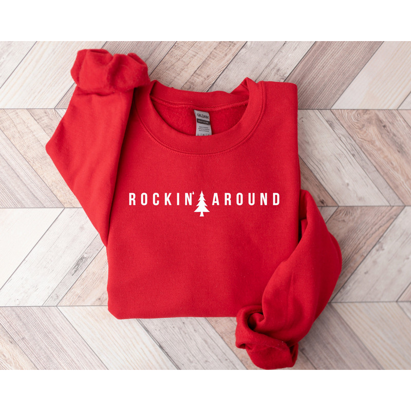 Christmas Tree Sweatshirt Rockin Around the Christmas Tree Hoodie Unisex Adult Holiday shirt Minimal Merry Xmas Crew - 3.jpg