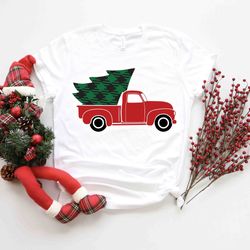 christmas truck shirt, christmas t-shirt, christmas family shirt, red truck shirt, christmas holiday gift, christmas tru