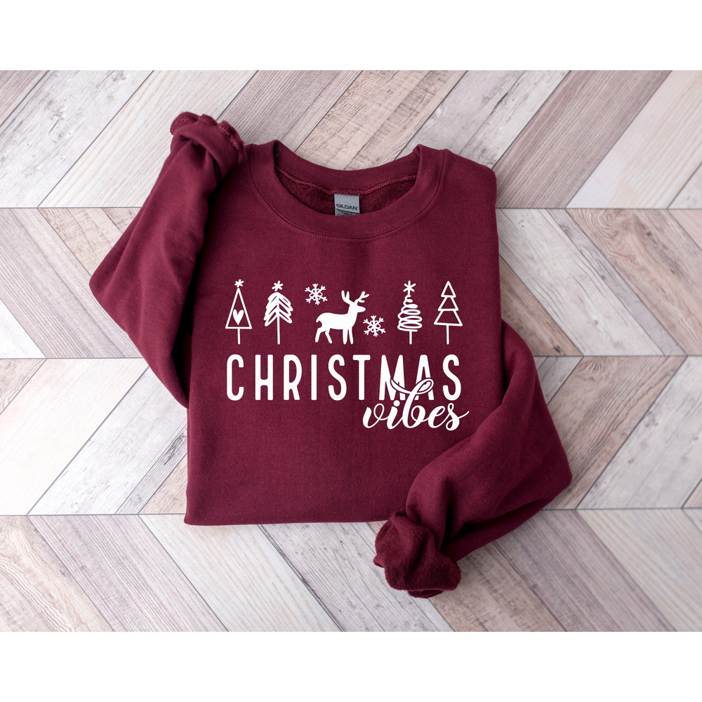Christmas Vibes Sweatshirt for women, Christmas Sweatshirt, Winter Sweatshirt, Holiday Sweatshirt, Christmas gift, Gift for her - 1.jpg