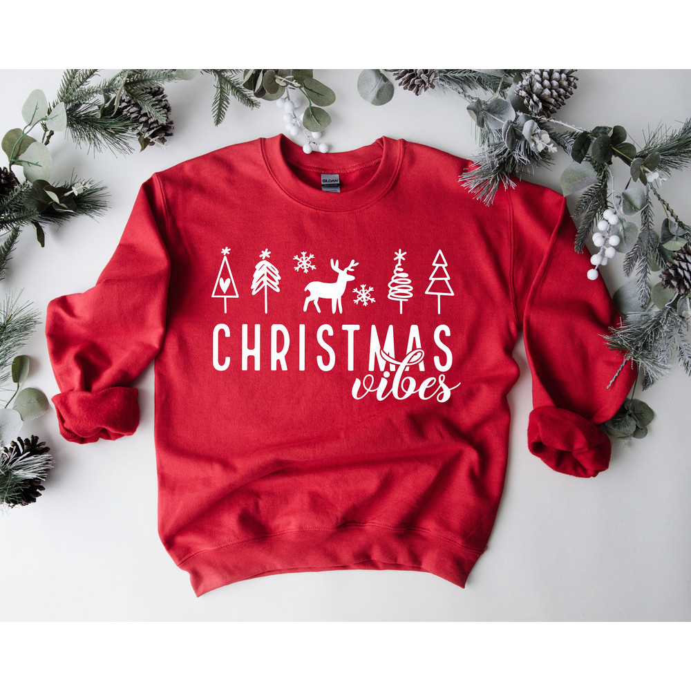 Christmas Vibes Sweatshirt for women, Christmas Sweatshirt, Winter Sweatshirt, Holiday Sweatshirt, Christmas gift, Gift for her - 2.jpg