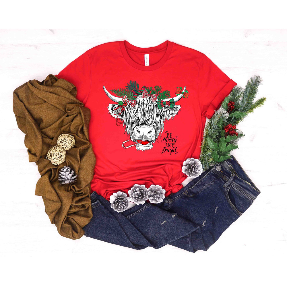 Cow Christmas Shirt, Merry Christmas Heifers Tee, Christmas Cow T-shirt, Highland Cow Farm Christmas Tshirt, Farmer Cow Animal Lover Shirt - 2.jpg