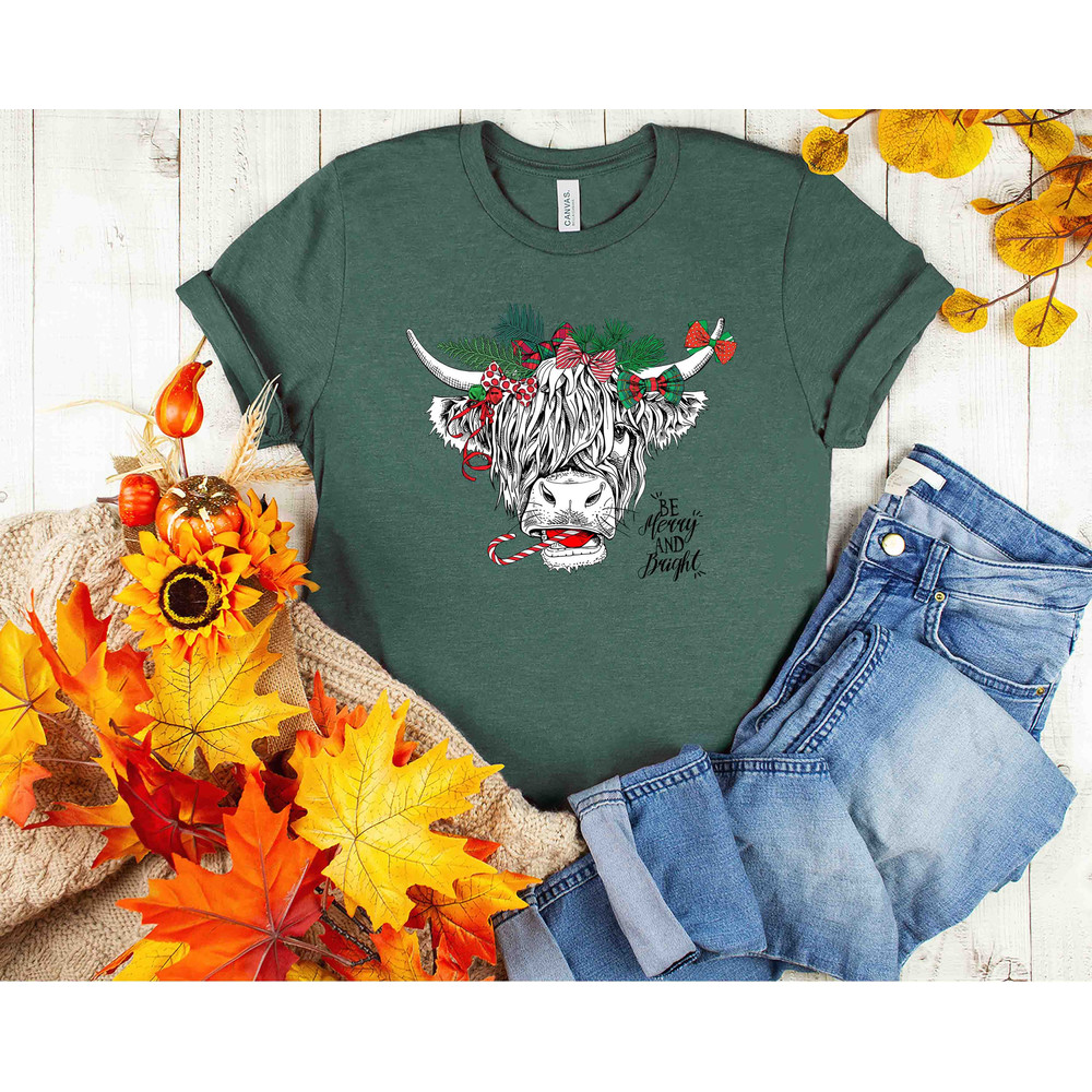 Cow Christmas Shirt, Merry Christmas Heifers Tee, Christmas Cow T-shirt, Highland Cow Farm Christmas Tshirt, Farmer Cow Animal Lover Shirt - 6.jpg