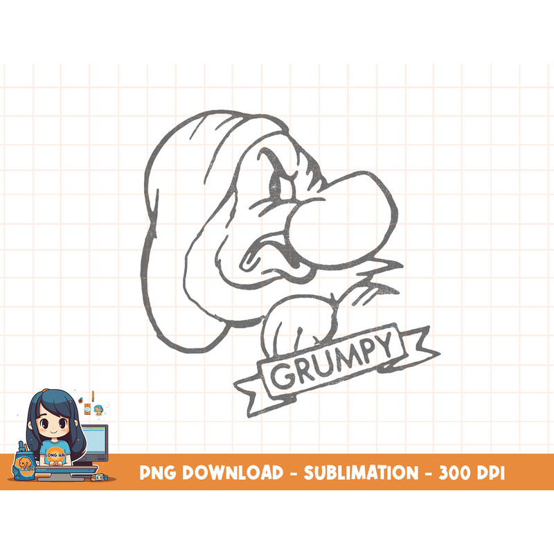 Disney Snow White Grumpy Line Art Big Face png, sublimation, digital print.jpg