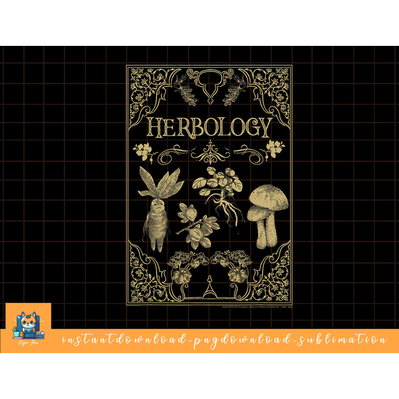 Harry Potter Herbology Gold Filigree Framed Poster png, sublimate, digital download.jpg