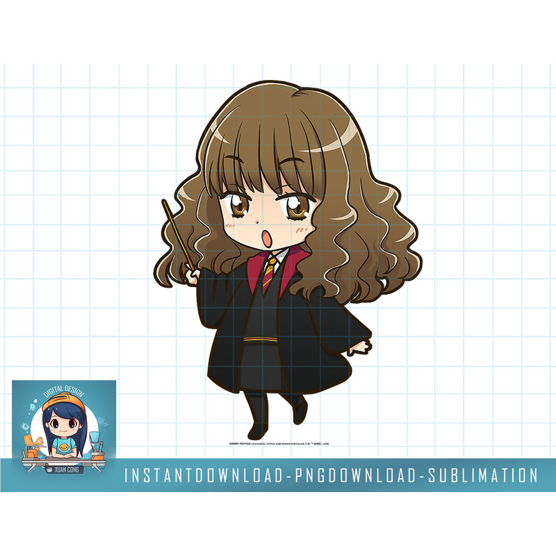 Harry Potter Hermione Granger Anime Style Portrait png, sublimate, digital download.jpg