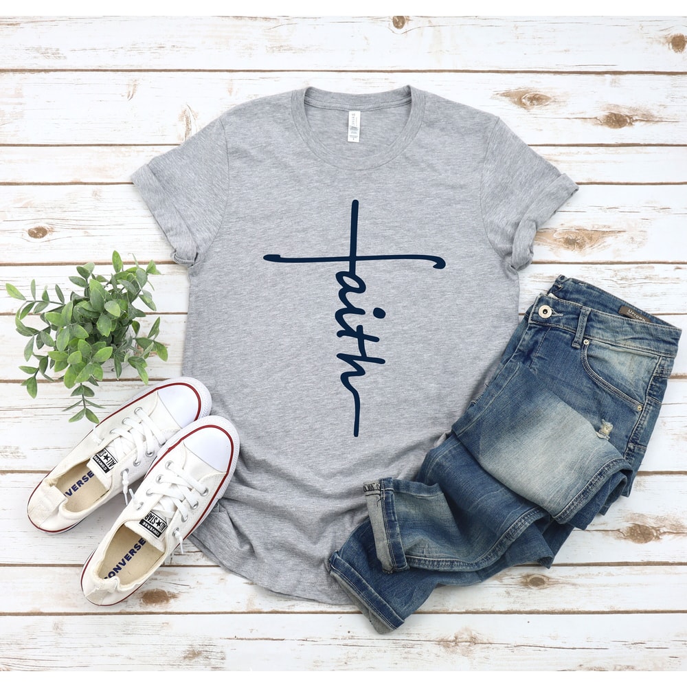 Faith Shirt, Faith Cross Shirt, Christian Gift, Faith Gift, Christian Shirts , Love and Grace Shirt, Faith Cross, Vertical Cross, Jesus - 2.jpg