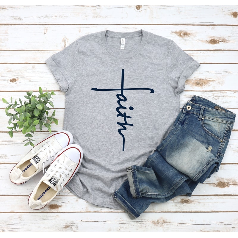 Faith Shirt, Faith Cross Shirt, Christian Gift, Faith Gift, Christian Shirts , Love and Grace Shirt, Faith Cross, Vertical Cross, Jesus - 2.jpg