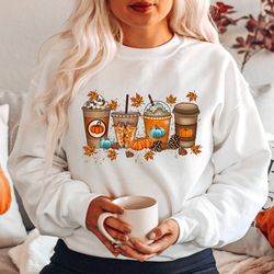 fall coffee shirt, cute fall sweatshirt, thanksgiving shirt, halloween shirt, fall sweatshirt, coffee lover shirt, pumpk